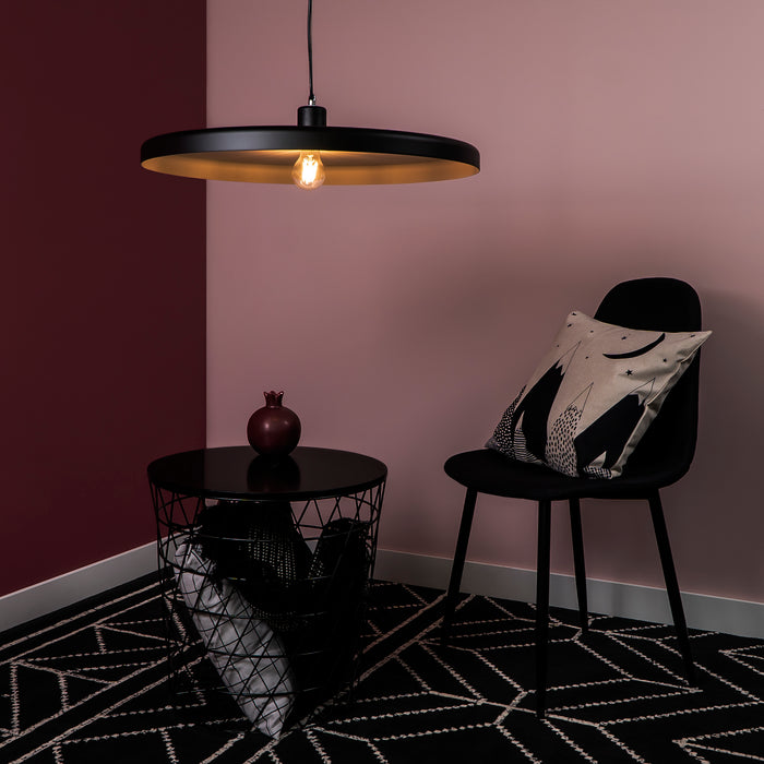 QUVIO Hanglamp rond zwart met witte binnenkant - QUV5073L-BLACK|WHITE