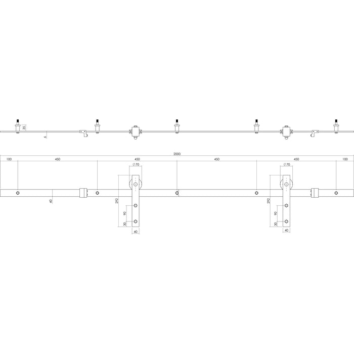 Intersteel Schuifdeursysteem Basic mat zwart