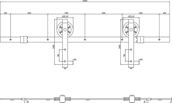 Intersteel Schuifdeursysteem Wheel mat zwart