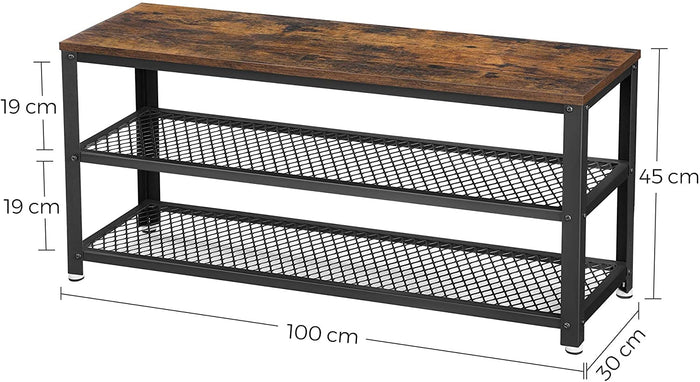 Hoppa! Schoenenrek - Bruin|Zwart - Spaanplaat|Metaal - 100x30x45