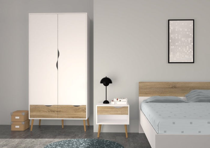 Hioshop Tweepersoonsbed Napoli 140x200 cm wit|eiken.