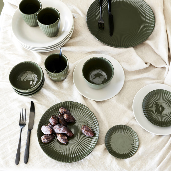 vtwonen Relievo Schaal Ø 12,5 cm - Set van 4 - Donkergroen