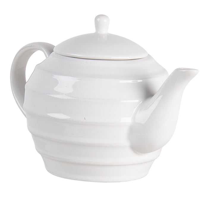 Clayre & Eef Theepot  1000 ml Wit Keramiek Rond Theekan