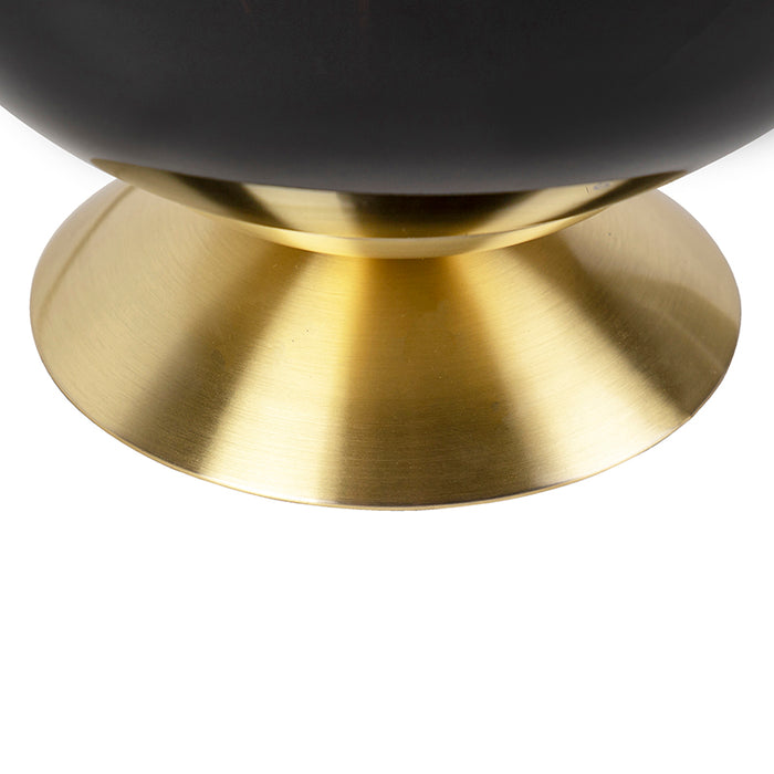 QAZQA Art deco tafellamp messing met zwart glas - Pallon
