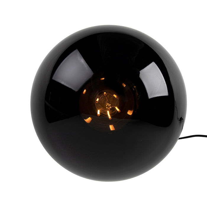 QAZQA Art deco tafellamp messing met zwart glas - Pallon