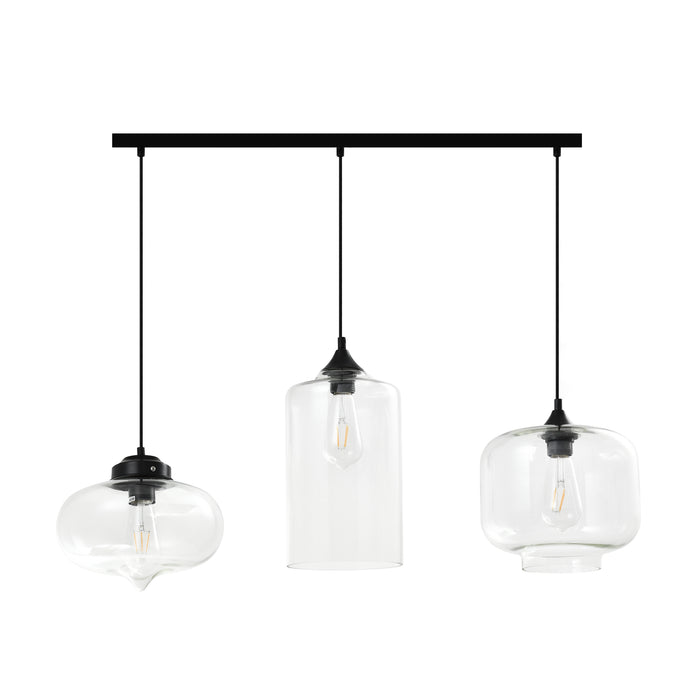 QUVIO Hanglamp glas 3-lichts zwart  - QUV5124L-BLACK