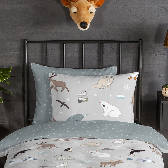 Good Morning Arctic Kinder Dekbedovertrek 140 x 220 cm - Grijs