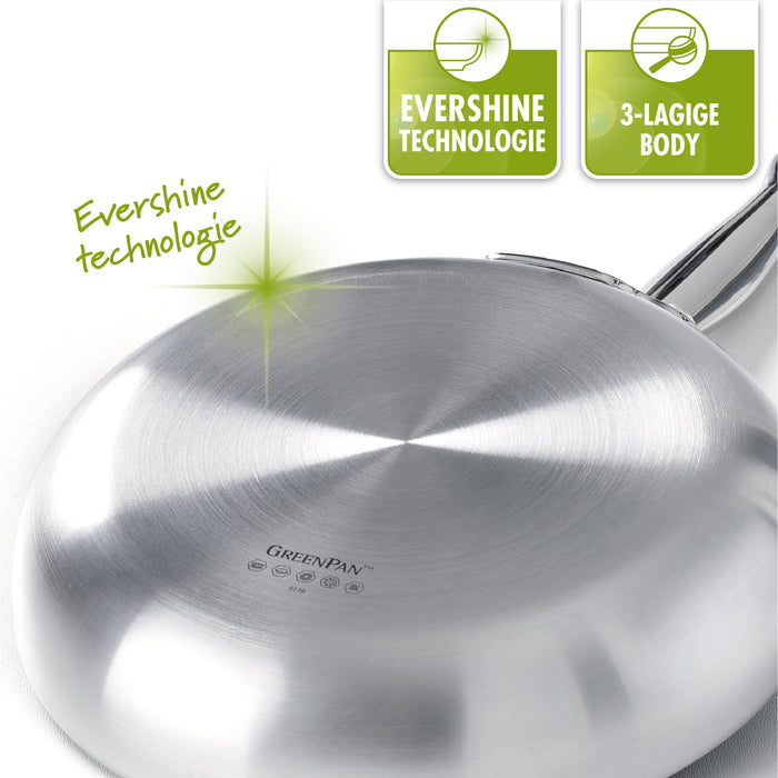 GreenPan Barcelona Evershine Wokpan Ø 30 cm - Zilver