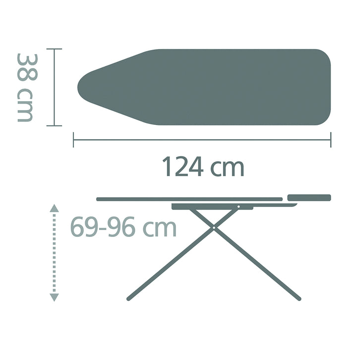 Brabantia Strijkplank B met Strijkijzerhouder 124 x 38 cm - Cotton Flower