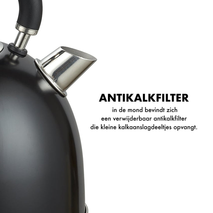 MOA Waterkoker Retro Zwart 1.8 liter - Elektrisch - RVS - EK3TB