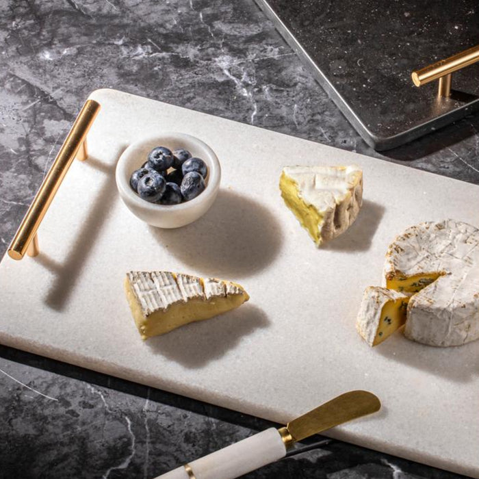 Marble Tray - Serveer Dienblad - Wit Marmer - Goud - L30 x B20 cm x