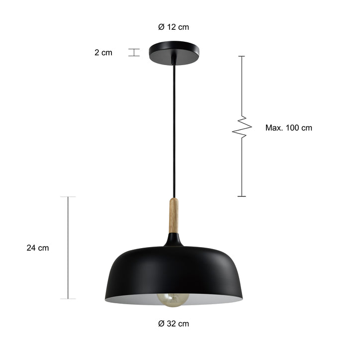 QUVIO Hanglamp rond zwart - QUV5128L-BLACK
