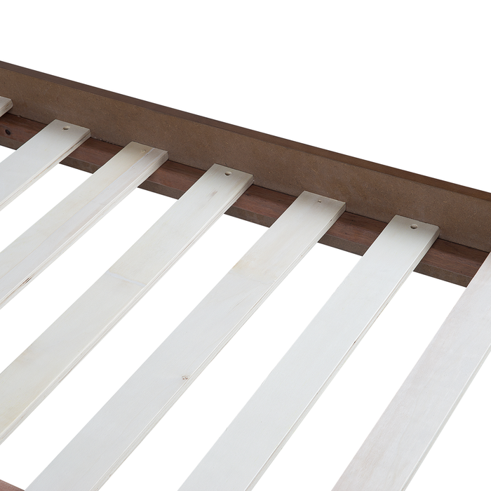 Beliani-BERRIC -Tweepersoonsbed-Donkere houtkleur-140 x 200 cm-MDF