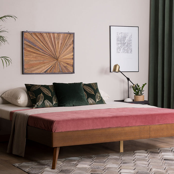 Beliani-BERRIC -Tweepersoonsbed-Donkere houtkleur-140 x 200 cm-MDF