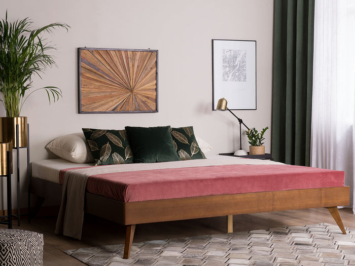 Beliani-BERRIC -Tweepersoonsbed-Donkere houtkleur-140 x 200 cm-MDF