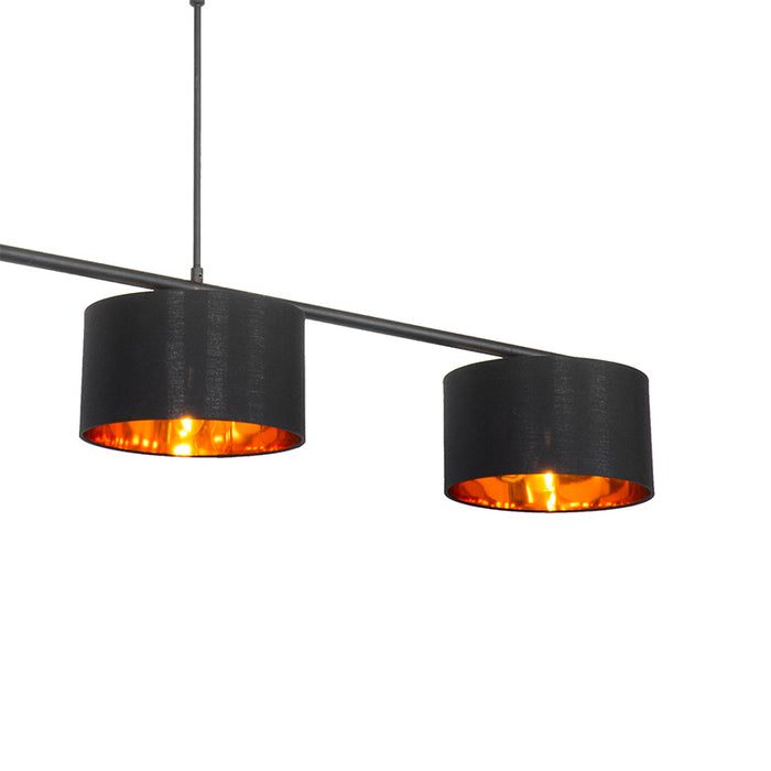 QAZQA Moderne hanglamp zwart met goud 125 cm 3-lichts - VT 3