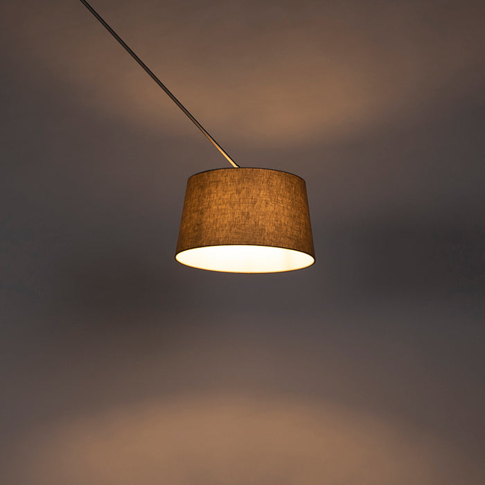 QAZQA Hanglamp staal met linnen kap taupe 35 cm  - Blitz