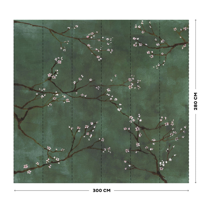 Art for the Home Chinese Bloesem Fotobehang groen 280x300 cm
