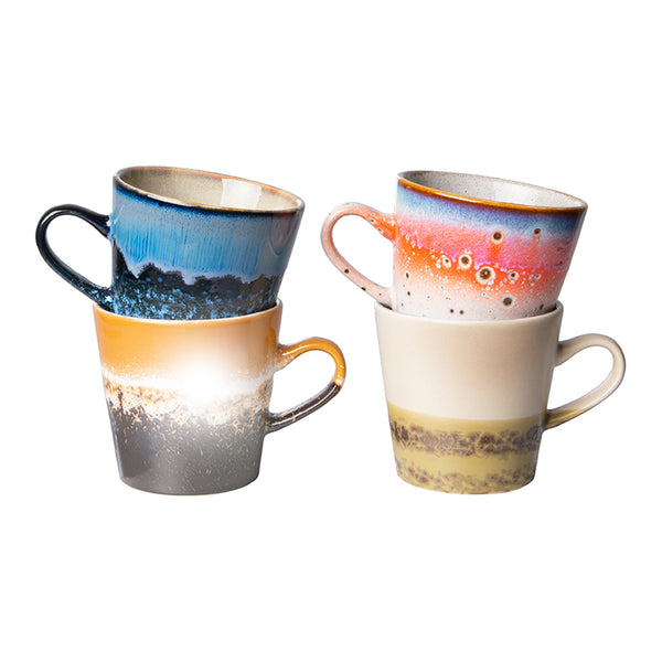 HKliving 70's Americano Mok 0,26 L - Set van 4 - Pegasus
