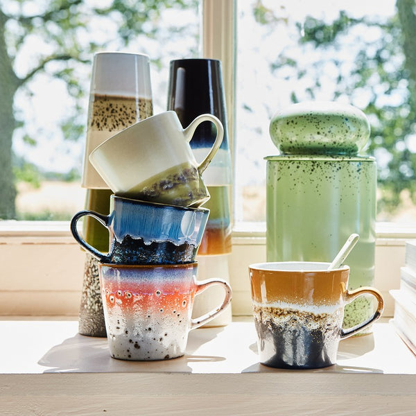 HKliving 70's Americano Mok 0,26 L - Set van 4 - Pegasus