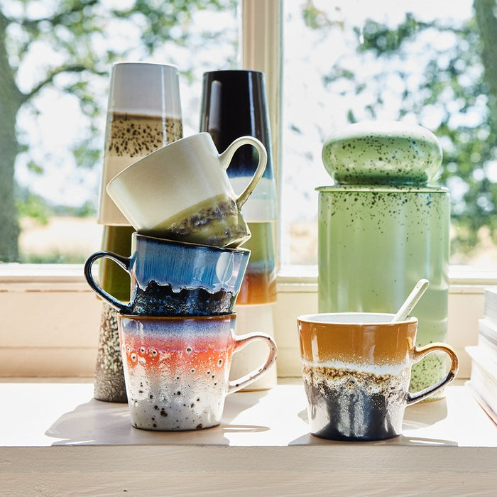 HKliving 70's Americano Mok 0,26 L - Set van 4 - Pegasus