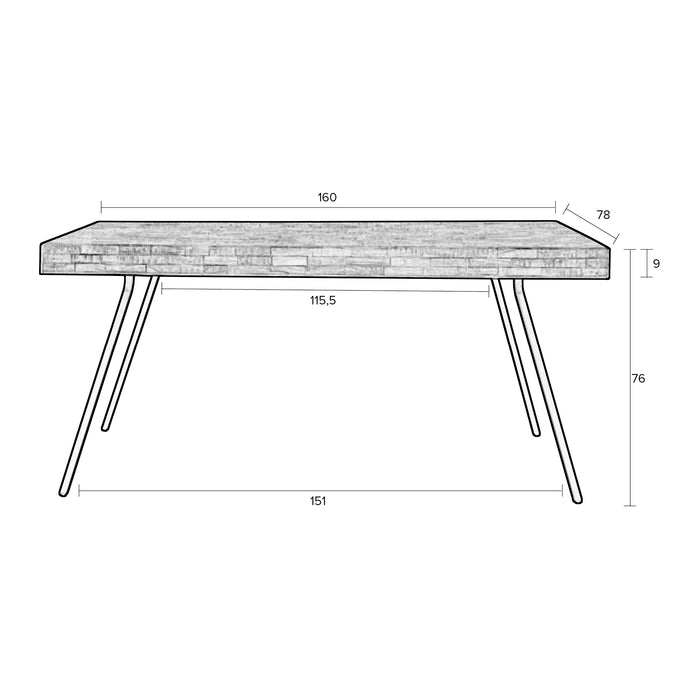 by fonQ  Tygo Eettafel - 160 x 78 cm - Zwart