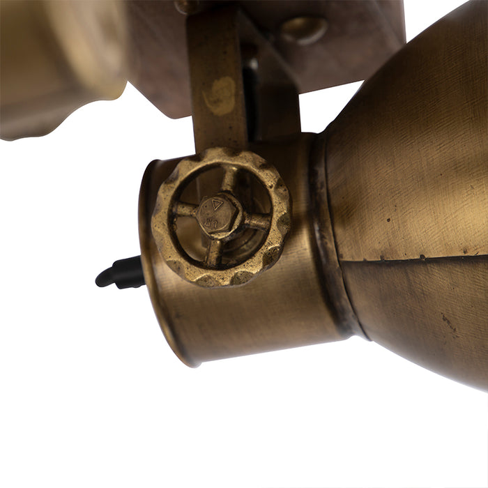 QAZQA Plafondlamp brons 2-lichts met hout - Mangoes