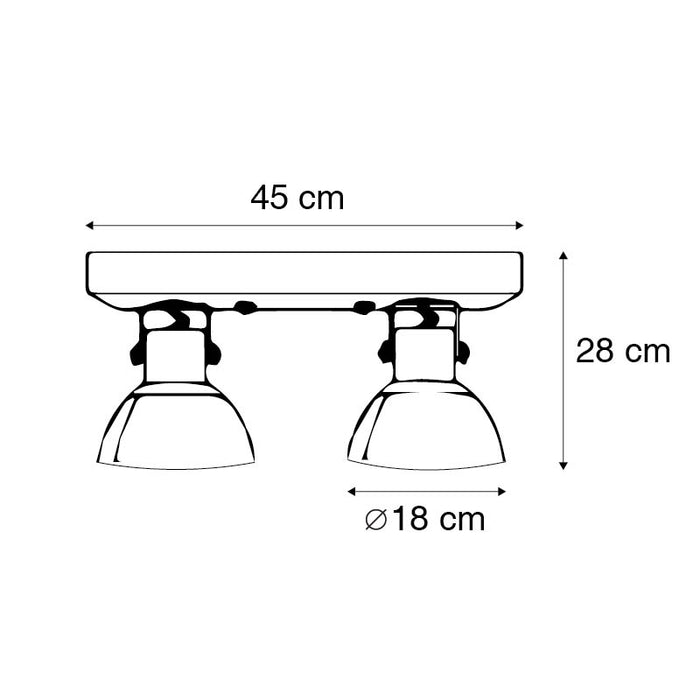 QAZQA Plafondlamp brons 2-lichts met hout - Mangoes