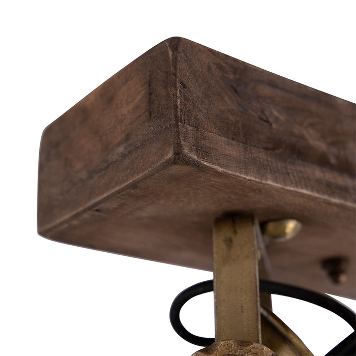 QAZQA Plafondlamp brons 2-lichts met hout - Mangoes