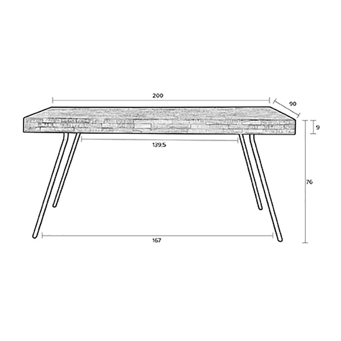 by fonQ  Tygo Eettafel - 200 x 90 cm - Zwart