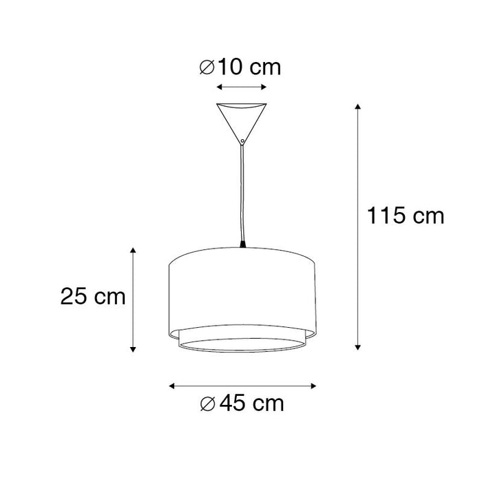QAZQA Moderne hanglamp met kap  zwart|wit 47|25 - Duo