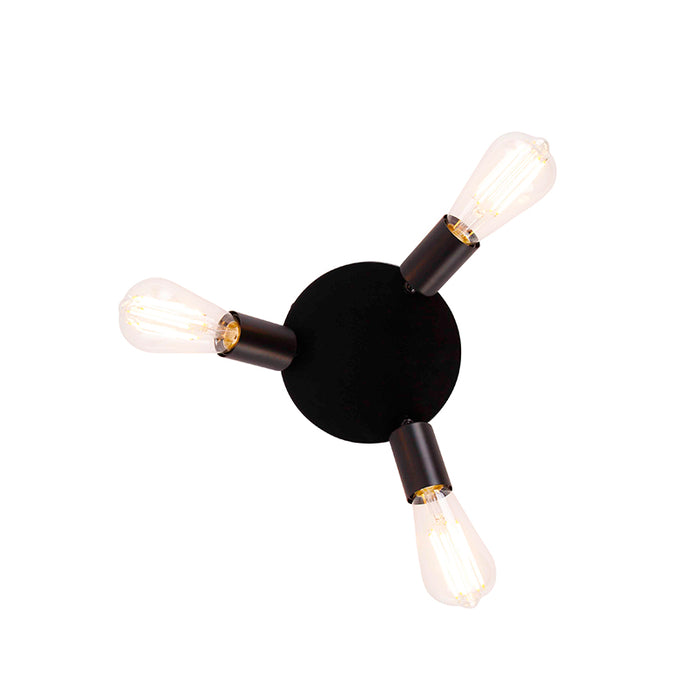 QAZQA Moderne plafondlamp zwart 3-lichts rond - Facil