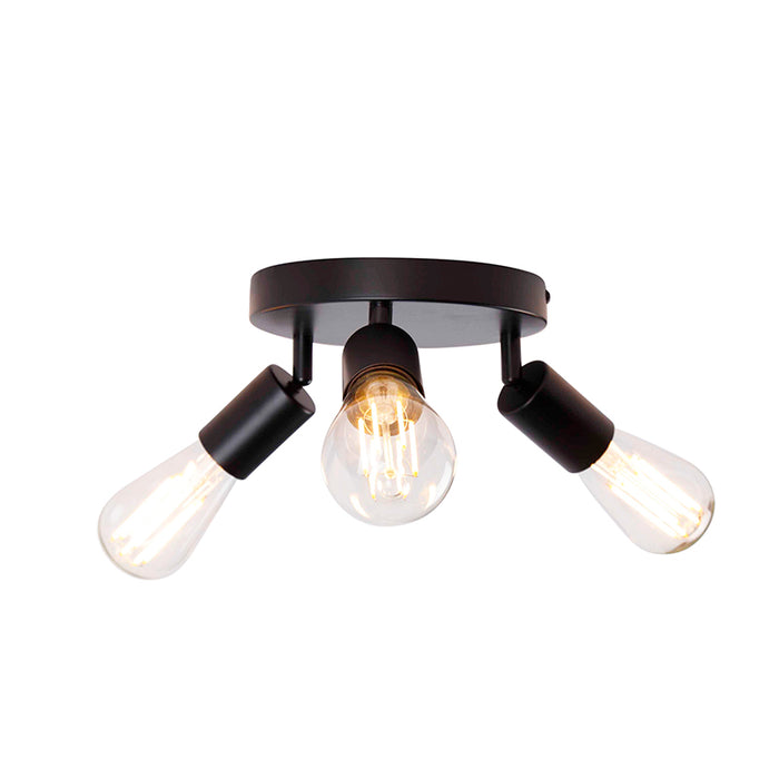 QAZQA Moderne plafondlamp zwart 3-lichts rond - Facil