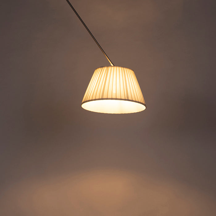 QAZQA Hanglamp staal met plisse kap crème 35 cm - Blitz