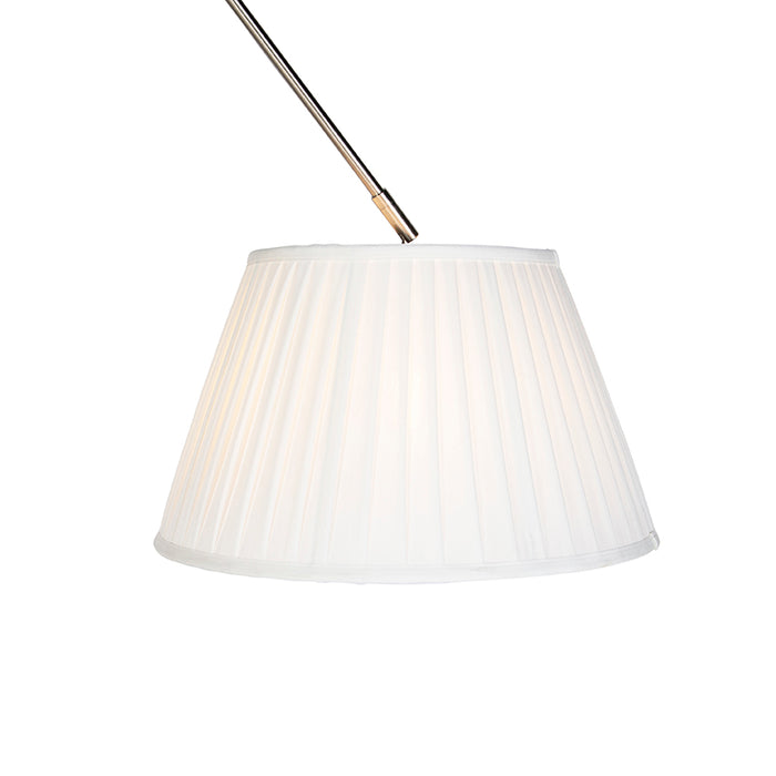 QAZQA Hanglamp staal met plisse kap crème 35 cm - Blitz