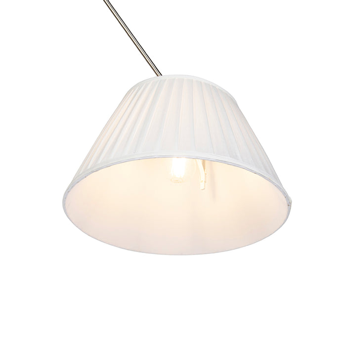 QAZQA Hanglamp staal met plisse kap crème 35 cm - Blitz
