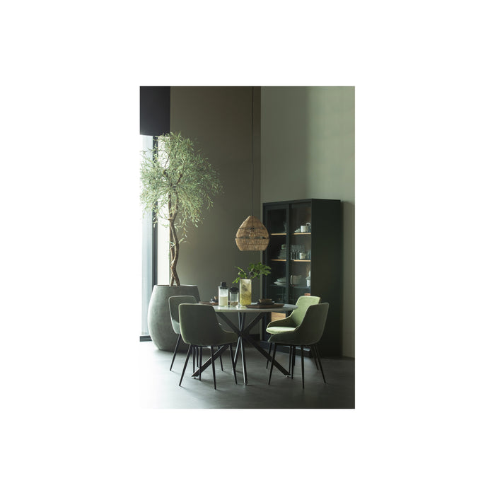 WOOOD Selin Eetkamerstoel - Fluweel - Bleekgroen - Set van 2