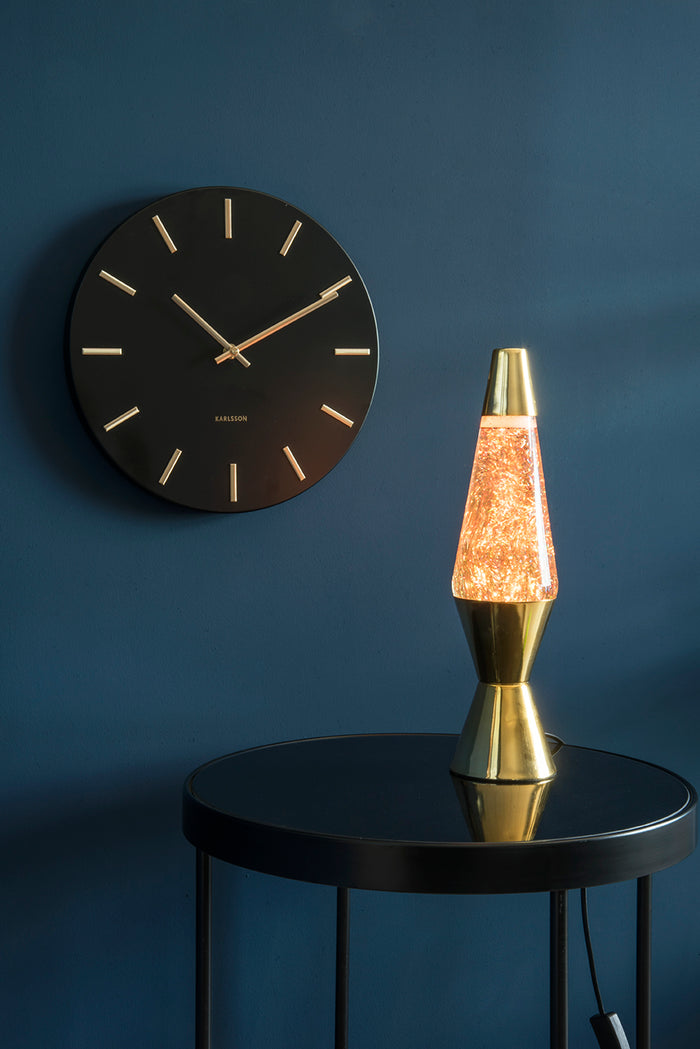 Karlsson Wandklok Charm - Staal Zwart Gouden wijzers - Small - Ø30cm