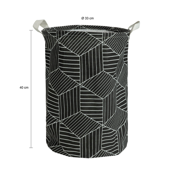 QUVIO Wasmand rond stof - hexagon - Zwart