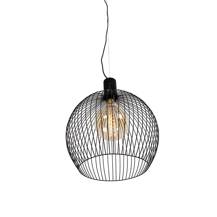 QAZQA Design ronde hanglamp zwart 50 cm - Dos