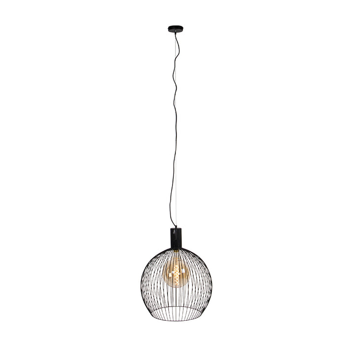 QAZQA Design ronde hanglamp zwart 50 cm - Dos