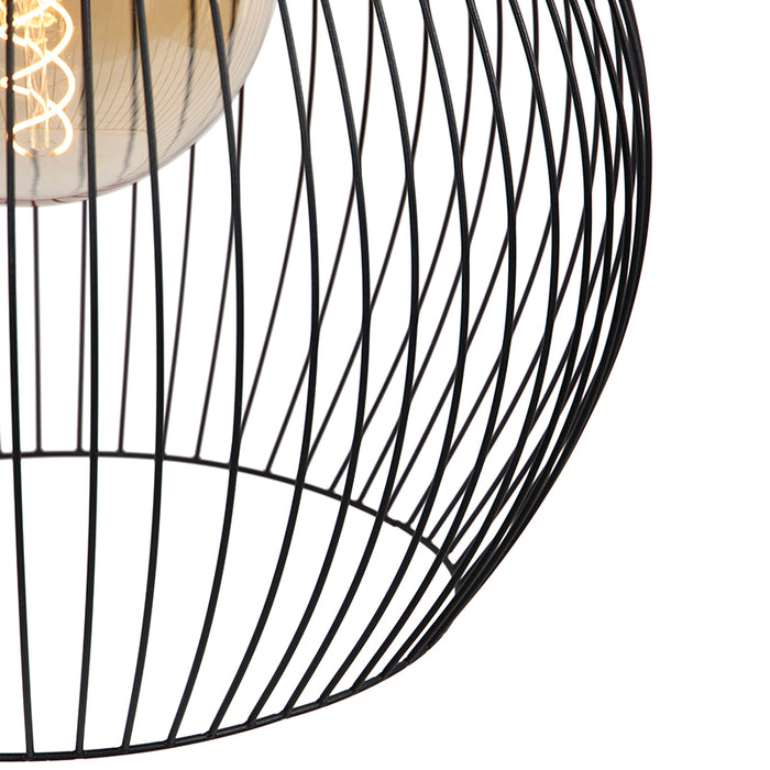QAZQA Design ronde hanglamp zwart 50 cm - Dos