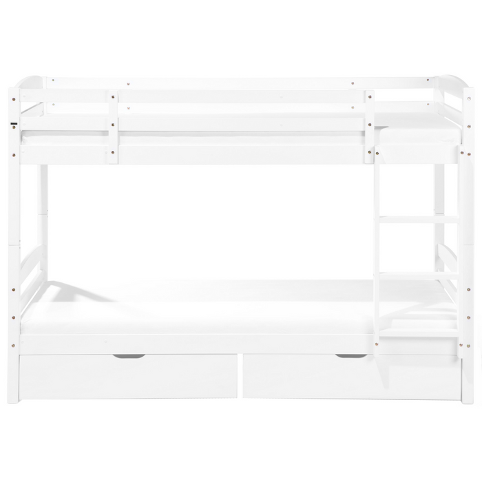 Beliani-REGAT -Stapelbed met opbergruimte-Wit-90 x 200 cm-Dennenhout