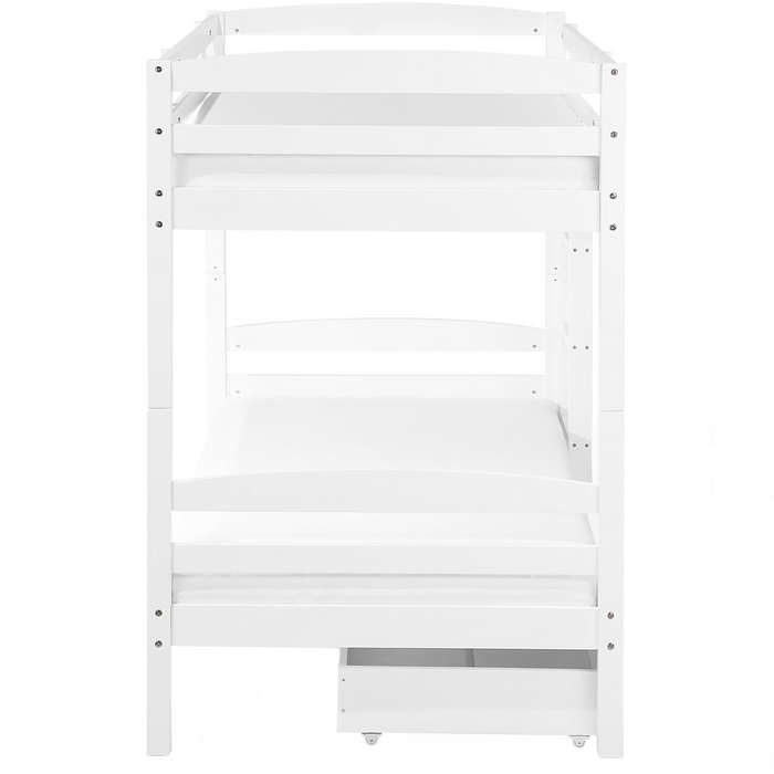 Beliani-REGAT -Stapelbed met opbergruimte-Wit-90 x 200 cm-Dennenhout