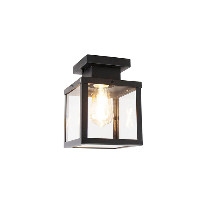 QAZQA Industriële smart buitenplafondlamp zwart incl. ST64 Wifi -