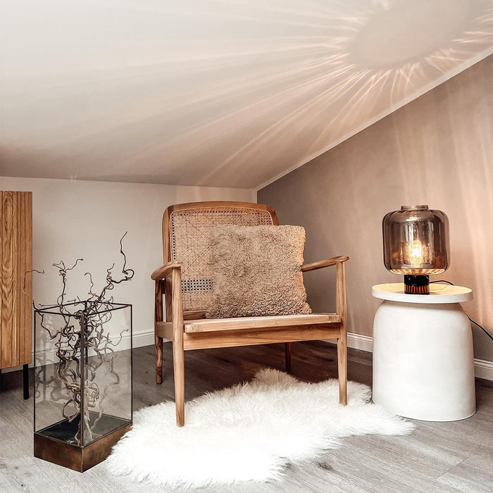 QAZQA Design tafellamp zwart met smoke glas - Qara