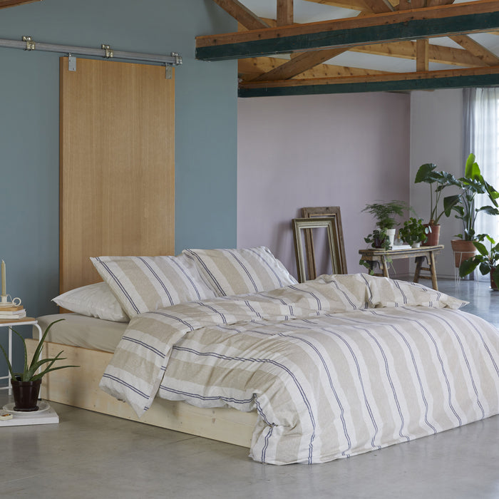 Walra Remade Nautic Stripes Dekbedovertrek 140 x 220/240 cm - Zand