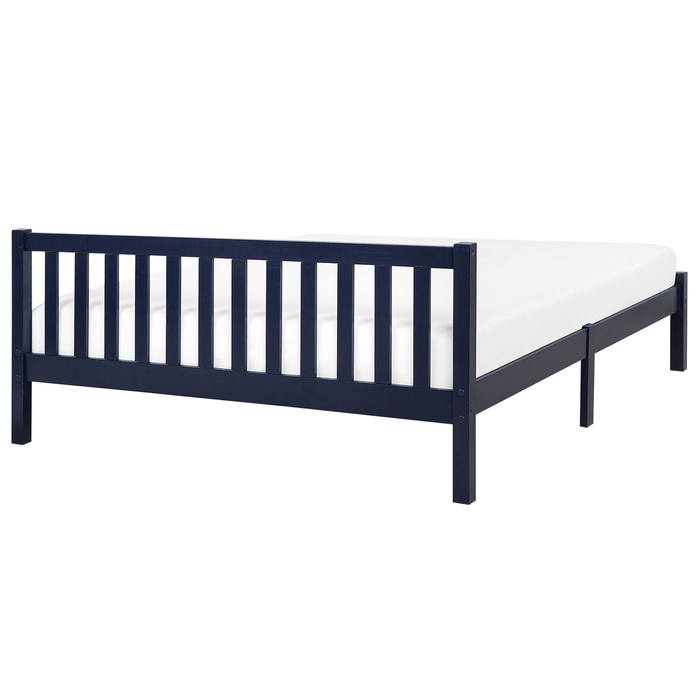 Beliani-FLORAC -Tweepersoonsbed-Marineblauw-140 x 200 cm-Dennenhout