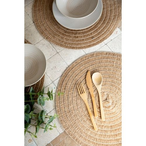 Placemats, Rond, Set van 4 Stuks, Geweven, Naturel - Creative Tops