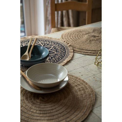 Placemats, Rond, Set van 4 Stuks, Geweven, Naturel - Creative Tops